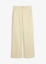 Spodnie z diagonalu, high waist. Brązowe spodnie materiałowe damskie bonprix, bez wzorów, z podwyższonym stanem. Za 129.99 zł.