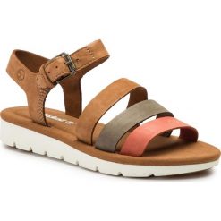 Sandały TIMBERLAND - Lottie Lou 3-Band Sandal TB0A1UVKF13 Rust Nubuck Multi. Brązowe klapki damskie Timberland, bez wzorów, z materiału, bez obcasa. W wyprzedaży za 279.00 zł.