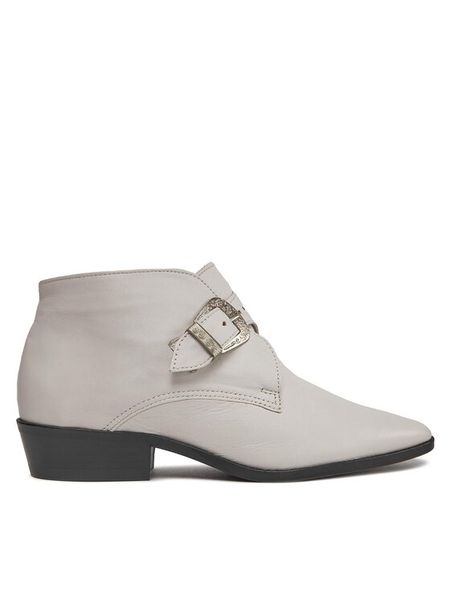 Balagan Kowbojki Louis Biały. Białe botki damskie BALAGAN, ze skóry, bez obcasa, na płaskiej podeszwie, bez zapięcia. Za 399.99 zł.