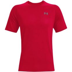 Koszulka fitness męska Under Armour Tech 2.0 SS. Czerwone buty sportowe męskie Under Armour, m, bez wzorów, bez kołnierzyka, bez ramiączek, na fitness i siłownię. Za 98.99 zł.