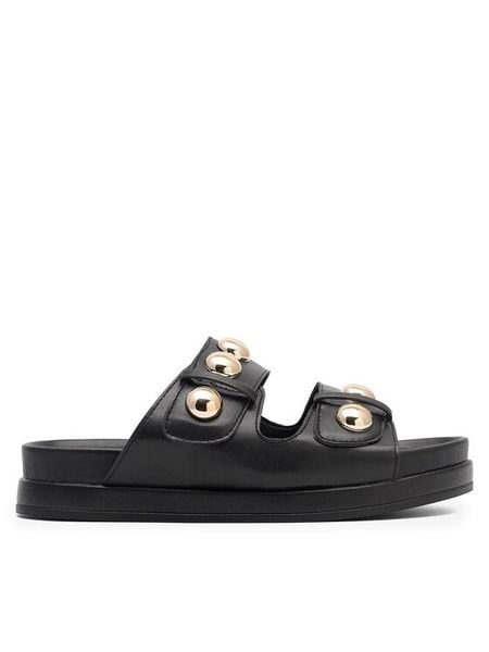 DeeZee Klapki WS6099-01 Czarny. Czarne klapki damskie DeeZee, bez wzorów, ze skóry, bez obcasa. Za 119.99 zł.