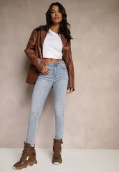 Jasnoniebieskie Jeansy Skinny z Bawełny Push-Up Carivira. Niebieskie jeansy damskie Renee. Za 99.99 zł.