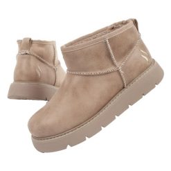 Buty śniegowce ocieplane damskie Skechers. Brązowe obuwie sportowe damskie Skechers, bez wzorów, z materiału, trekkingowe, Skechers Sport. Za 200.32 zł.