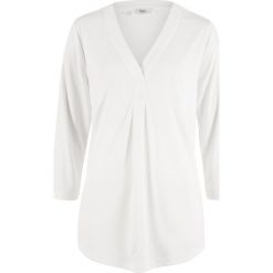 Shirt 3/4 z lejącego materiału z modalem bonprix biel wełny. Bluzki damskie marki bonprix. Za 59.99 zł.