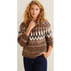 Mango - Sweter Daddy. Brązowe swetry damskie Mango, z dzianiny, z okrągłym kołnierzem. Za 229.90 zł.