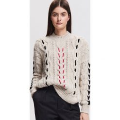 Sweter z warkoczowym splotem - Kremowy. Swetry damskie marki Reserved. Za 159.99 zł.
