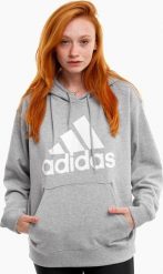 Adidas Bluza damska adidas Essentials Big Logo Oversized French Terry Hoodie szara IC9865 XS. Szare bluzy damskie Adidas, xs, bez wzorów, bez kaptura. Za 222.25 zł.