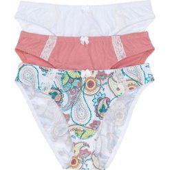 Figi (3 pary) bonprix z nadrukiem + biały + jasny koralowy. Figi damskie marki KALENJI. Za 38.97 zł.