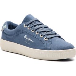 Sneakersy PEPE JEANS - Rene Surf PLS30826 Marine 585. Niebieskie półbuty damskie Pepe Jeans, z aplikacjami, z jeansu, marine, bez obcasa, na płaskiej podeszwie, bez zapięcia. W wyprzedaży za 159.00 zł.