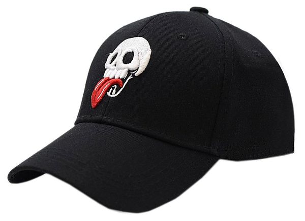 Czapka z Daszkiem, Czarna z Haftem Czaszka z Językiem, Bejsbolówka Bawełniana -PAKO JEANS. Czarne czapki i kapelusze męskie Pako Jeans, na lato, bez wzorów, z bawełny. Za 49.00 zł.