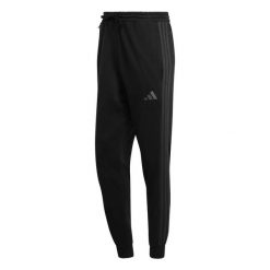 Spodnie dresowe adidas Essentials 3-Stripes Fleece. Czarne spodnie sportowe męskie Adidas, l, bez wzorów, z dresówki, na fitness i siłownię. Za 245.50 zł.