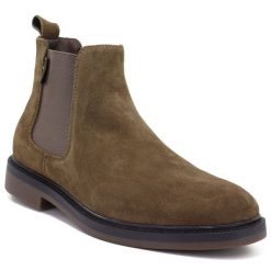 Skórzane sztyblety męskie nieocieplane khaki Big Star UU174277. Brązowe botki męskie Big Star, bez wzorów, ze skóry, retro, bez zapięcia. Za 269.99 zł.