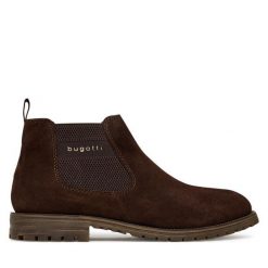 Sztyblety Bugatti. Brązowe botki męskie Bugatti, bez wzorów, bez zapięcia. Za 359.99 zł.