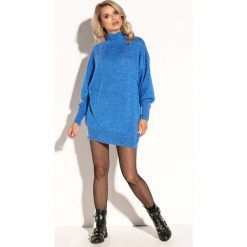 Niebieska Swetrowa Mini Sukienka z Półgolfem. Sukienki damskie marki Molly.pl. Za 139.90 zł.