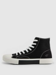 4F Wysokie trampki ALTHERA męskie - czarne 44. Czarne trampki męskie 4f, bez wzorów, z bawełny, klasyczne, za kostkę, bez zapięcia. Za 169.99 zł.