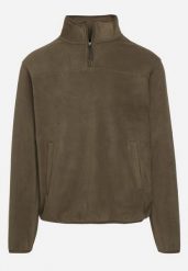 Zielona Bluza Zakładana przez Głowę z Suwakiem przy Dekolcie Rerista. Zielone bluzy męskie Born2be, l, bez wzorów, bez kaptura. Za 64.99 zł.