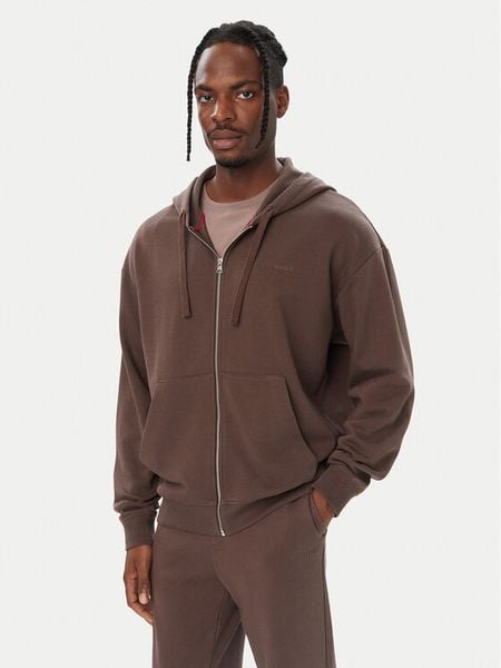 HUGO Bluza Dapozip 50548651 Brązowy ciemny Relaxed Fit. Brązowe bluzy męskie Hugo, m, bez wzorów, bez kaptura. Za 599.99 zł.
