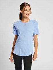 Koszulka damska Hummel MT Vanja. Niebieskie t-shirty damskie Hummel, xs, bez wzorów, z bawełny, klasyczne, bez kołnierzyka. Za 147.50 zł.