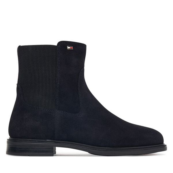 Sztyblety Tommy Hilfiger. Niebieskie botki damskie Tommy Hilfiger, bez obcasa, na płaskiej podeszwie, bez zapięcia. Za 649.99 zł.