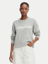 Calvin Klein Jeans Sweter LV044G313G Szary jasny Regular Fit. Szare swetry damskie Calvin Klein Jeans, xs, bez wzorów, z bawełny, bez kołnierzyka, bez ramiączek, bez kaptura. Za 529.99 zł.