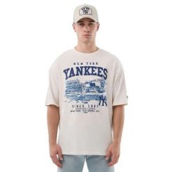 Koszulka New York Yankees New Era MLB Stadium. Białe koszulki sportowe męskie New Era, l, bez wzorów, z materiału, bez kołnierzyka, bez ramiączek. Za 215.00 zł.