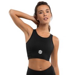 Stanik sportowy Fitness Siroko Crunch Black. Czarne obuwie sportowe damskie SIROKO, bez wzorów, z elastanu, na fitness i siłownię. Za 105.00 zł.