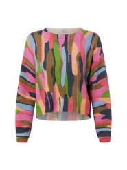 Nümph sweter z dzianiny z zawartością wełny - Nuamara Kobiety różowy|wielokolorowy, S. Czerwone swetry damskie Nümph, s, bez wzorów, z dzianiny, bez kołnierzyka, bez ramiączek, bez kaptura. Za 229.95 zł.