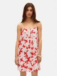 Vero Moda Sukienka letnia Dicthe 10323634 Czerwony Regular Fit. Czerwone sukienki damskie Vero Moda, na lato, l, bez wzorów, z bawełny, bez kołnierzyka, bez ramiączek. Za 109.99 zł.