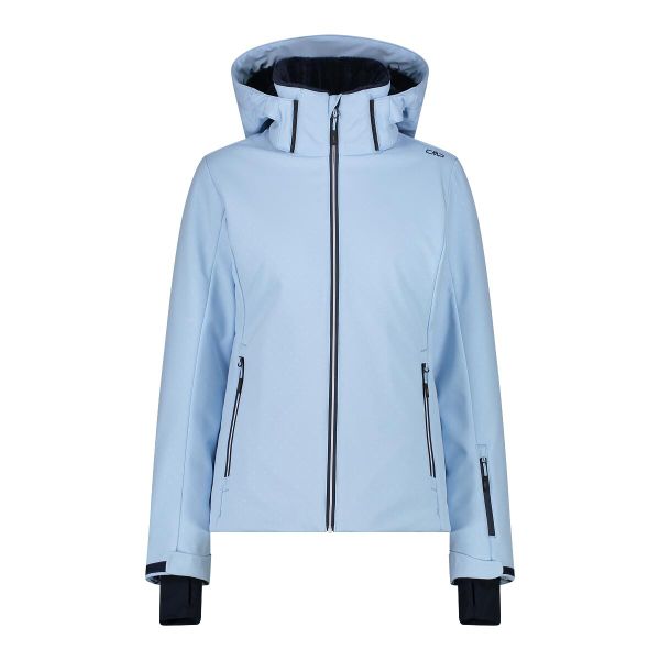 Kurtka damska narciarska CMP 34W3976. Niebieskie kurtki damskie CMP, na zimę, l, bez wzorów, z softshellu, z kapturem, narciarskie. W wyprzedaży za 549.99 zł.