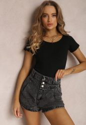 Czarne Body Auxothee. Czarne bluzki damskie Renee, na lato, l, bez wzorów, z bawełny, bez kołnierzyka, bez ramiączek. Za 19.99 zł.