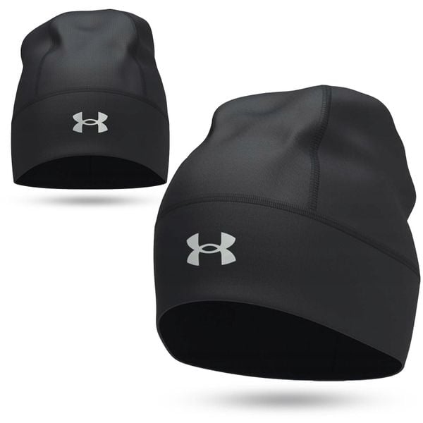 Czapka męska do biegania Under Armour Launch Wool Beanie. Czarne czapki i kapelusze męskie Under Armour, bez wzorów, sportowe. Za 119.00 zł.