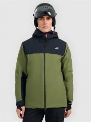 4F Kurtka narciarska membrana 8000 męska - khaki XL. Brązowe kurtki snowboardowe męskie 4f, m, bez wzorów, z materiału, bez kaptura, narciarskie. Za 599.99 zł.