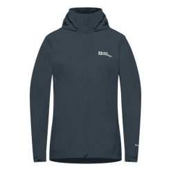 Kurtka przeciwdeszczowa damska Jack Wolfskin Trailtime 2L. Niebieskie kurtki damskie Jack Wolfskin, na wiosnę, l, bez wzorów, bez kaptura, trekkingowe. Za 459.99 zł.