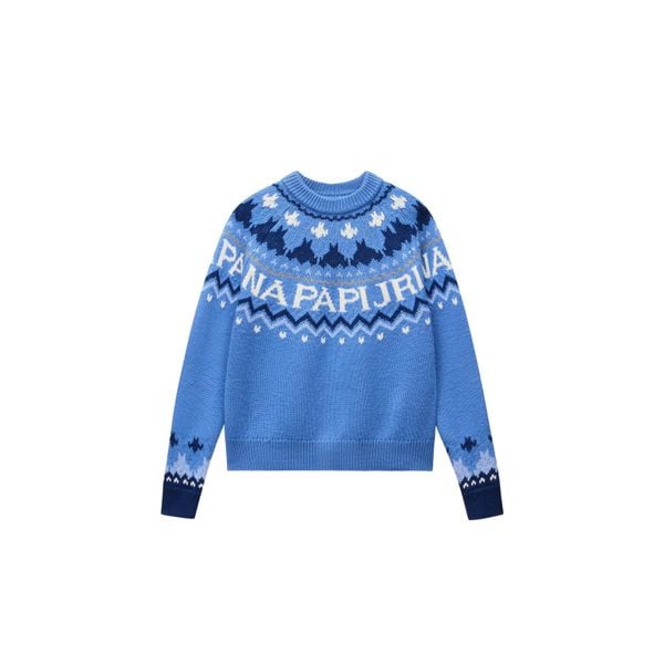 Sweter damski Napapijri D-Fiames. Niebieskie swetry damskie Napapijri, m, z aplikacjami, z poliamidu, eleganckie, bez kołnierzyka, bez ramiączek, bez kaptura. Za 760.00 zł.