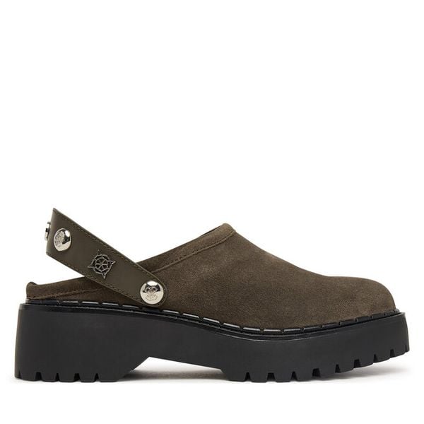 Klapki Guess. Brązowe klapki damskie Guess, z aplikacjami, bez obcasa. Za 584.99 zł.