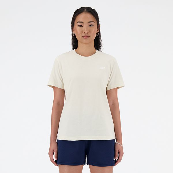 Koszulka damska New Balance WT41509LIN – beżowa. Brązowe t-shirty damskie New Balance, xs, bez wzorów, z bawełny, eleganckie, bez kołnierzyka. Za 129.99 zł.