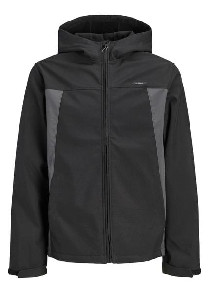 Kurtka softshell JJ REBEL. Czarne kurtki męskie bonprix, m, bez wzorów, z softshellu, z kapturem. Za 169.99 zł.