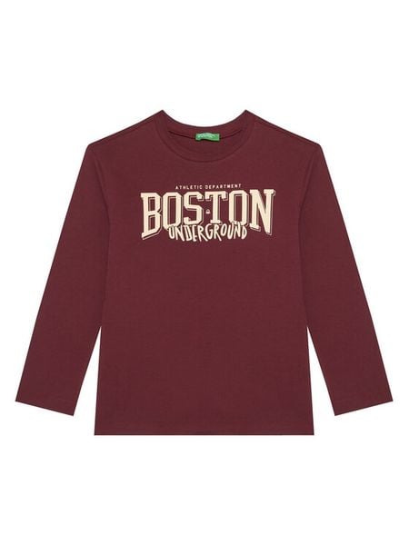 United Colors Of Benetton Bluzka 3JERC10QO Bordowy Regular Fit. Czerwone t-shirty dla chłopców United Colors Of Benetton, bez wzorów, z bawełny, bez ramiączek. Za 49.99 zł.