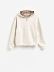 Bluza z kapturem - złamana biel. Bluzy męskie Reserved, l, bez wzorów, z bawełny, z kapturem. Za 139.99 zł.