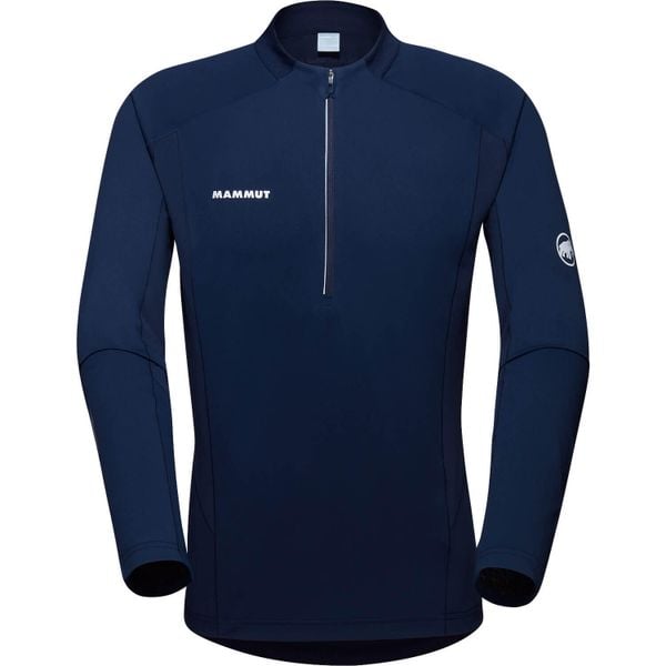 Bluza męska Mammut Aenergy FL Half Zip Longsleeve. Niebieskie bluzki z długim rękawem męskie Mammut, l, bez wzorów, z materiału, marine, bez kołnierzyka. Za 391.70 zł.