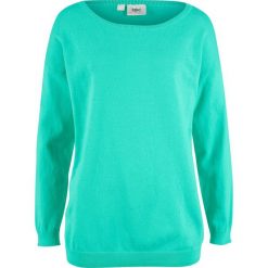 Sweter "boxy" bonprix zielony morski. Zielone swetry damskie bonprix, bez wzorów, bez kołnierzyka, bez ramiączek, bez kaptura. Za 37.99 zł.