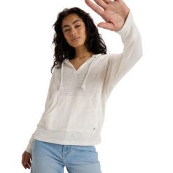 Bluza z kapturem dla Kobiety DESTINATION SURF Biały. Białe bluzy damskie Roxy, bez wzorów, z bawełny, z kapturem. Za 219.99 zł.