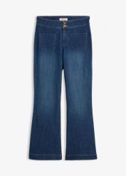 Jeansy dzwony ze średnim stanem. Niebieskie jeansy damskie bonprix. Za 149.99 zł.
