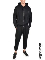 Xagon Man Bluza "Fleece" | MDAWS6 | Fleece | Mężczyzna | Czarny. Czarne bluzy męskie Xagon, m, z aplikacjami, z bawełny, bez kaptura. W wyprzedaży za 199.00 zł.