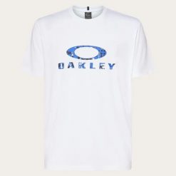 Koszulka męska Oakley LOGO SUN, biała, rozmiar M. Białe koszulki sportowe męskie Oakley, l, bez wzorów, z materiału, bez kołnierzyka, bez ramiączek. Za 150.75 zł.