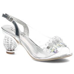 Srebrne Sandały Sca'Viola Damskie Eleganckie Obuwie. Szare klapki damskie Sca'viola, z aplikacjami, bez obcasa, na obcasie, bez zapięcia. Za 399.00 zł.