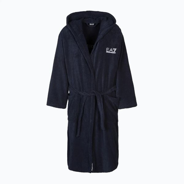 Szlafrok męski EA7 Emporio Armani Core Bathrobe. Niebieskie szlafroki męskie EA7 Emporio Armani, l, bez wzorów, z bawełny, bez ramiączek, bez kaptura. Za 599.99 zł.
