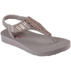 Sandały Skechers Meditation Glamoro, Kobiety. Brązowe sandały damskie Skechers, bez wzorów, bez obcasa, bez zapięcia. Za 290.00 zł.