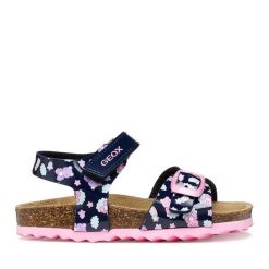 Sandały Geox. Niebieskie sandały dziewczęce Geox, bez zapięcia. Za 169.99 zł.