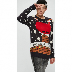 Brave Soul - Sweter. Szare swetry przez głowę męskie Brave Soul, z nadrukiem, z dzianiny, z okrągłym kołnierzem. W wyprzedaży za 99.90 zł.